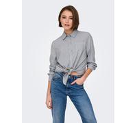 Hemdbluse ONLY "ONLLECEY LS KNOT SHIRT NOOS WVN", Damen, Gr. XS, pine grove stripes:cloud dancer, Web, Obermaterial: 53% Polyester, 27% Viskose, 10% Nylon, 10% sonstige Fasern, gestreift, modisch, reg