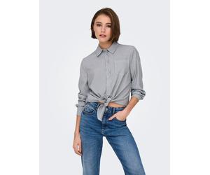 Hemdbluse ONLY "ONLLECEY LS KNOT SHIRT NOOS WVN", Damen, Gr. XS, pine grove stripes:cloud dancer, Web, Obermaterial: 53% Polyester, 27% Viskose, 10% Nylon, 10% sonstige Fasern, gestreift, regular fit