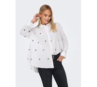ONLY Damen Langarm Bluse Onlnew Lina Grace Hemdbluse Uni mit gestickten Schleifen 15283743 Bright White Black Bow L