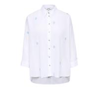 Hemdbluse ONLY "ONLNEW LINA GRACE LS EMB SHIRT NOOS WVN", Damen, Gr. S, weiß (hellweiß aop:blau flower), Web, Obermaterial: 100% Baumwolle, bedruckt, Po-bedeckend, Blusen Hemdbluse (17441724-S) hellwe