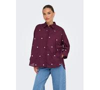 Hemdbluse ONLY "ONLNEW LINA GRACE LS EMB SHIRT NOOS WVN", Damen, Gr. S (36), winetasting detail:w cloud dancer emb heart, Web, Obermaterial: 100% Baumwolle, modisch, Po-bedeckend, Langarm, Blusen (783