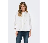 ONLY Damen Onlnew LINA Grace LS EMB Shirt NOOS WVN Langarmbluse, Bright White/AOP:Lemon,XS
