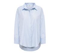 Hemdbluse ONLY "ONLOREGON ALVA LS REG SHIRT NOOS WVN", Damen, Gr. M, blau (navy peony stripes:schwarz, weiß), Web, Obermaterial: 65% Polyester, 35% Baumwolle, gestreift, regular fit hüftbedeckend, Blu