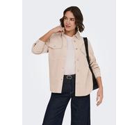 Hemdbluse ONLY "ONLTIGGY L/S CORD SHACKET PNT", Damen, Gr. M, beige (silber lining), Cord, Obermaterial: 100% Baumwolle, unifarben, oversize hüftbedeckend, Blusen Hemdbluse, Baumwolle, oversize (68070