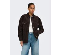 Hemdbluse ONLY "ONLTIGGY L/S CORD SHACKET PNT", Damen, Gr. S, ganache, Cord, Obermaterial: 100% Baumwolle, unifarben, oversize hüftbedeckend, Blusen Hemdbluse, Baumwolle, oversize (22146341-S) ganache
