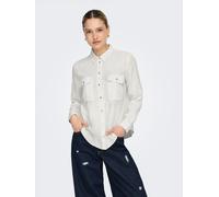 Hemdbluse ONLY "ONLWENDY L/S SHIRT WVN NOOS", Damen, Gr. XL, cloud dancer, Web, Obermaterial: 100% Baumwolle, unifarben, regular fit hüftlang, mit Umschlag, Blusen Hemdbluse (35815402-XL) cloud dancer