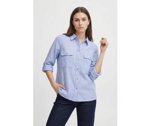 Hemdbluse ONLY "ONLWENDY L/S SHIRT WVN NOOS", Damen, Gr. XS, cashmere blau stripes:weiß stipre, Web, Obermaterial: 100% Baumwolle, gestreift, regular fit hüftlang, mit Umschlag, Blusen Hemdbluse (2972