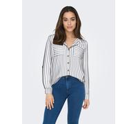 Hemdbluse ONLY "ONLYASMIN SHIRT L/S WVN NOOS", Damen, Gr. L (40), cloud dancer stripes:lise, Web, Obermaterial: 100% Viskose, gestreift, loose fit hüftbedeckend, Blusen Hemdbluse (49470755-L)