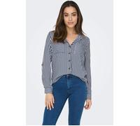 Hemdbluse ONLY "ONLYASMIN SHIRT L/S WVN NOOS" Gr. M (38), blau (peacoat stripes) Damen Blusen langarm (21166969-M)