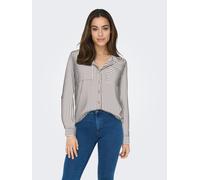 Hemdbluse ONLY "ONLYASMIN SHIRT L/S WVN NOOS", Damen, Gr. XS, weiß (falcon stripes:weiß), Web, Obermaterial: 100% Viskose, gestreift, loose fit hüftbedeckend, Blusen Hemdbluse (43681808-XS) falcon str