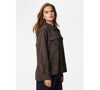 Hemdbluse PIECES "PCEFFI LS SHIRT WVN NOOS", Damen, Gr. L, hot fudge, Cord, Obermaterial: 92% Polyester, 8% Nylon, unifarben, loose fit Po-bedeckend, Blusen Hemdbluse, Materialmix, loose fit (51781701