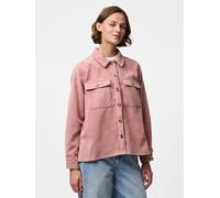 Hemdbluse PIECES "PCEFFI LS SHIRT WVN NOOS", Damen, Gr. S, ash rose, Cord, Obermaterial: 92% Polyester, 8% Nylon, unifarben, loose fit Po-bedeckend, Blusen Hemdbluse, Materialmix, loose fit (86783112-