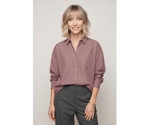 Hemdbluse PIECES "PCEMMY LS LOOSE SHIRT WVN NOOS", Damen, Gr. L, hot fudge stripes:sea pink, Web, Obermaterial: 60% Polyester, 40% Baumwolle, gestreift, loose fit Po-bedeckend, Blusen Hemdbluse, Mater
