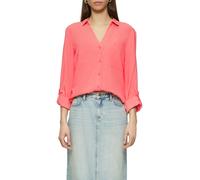 Hemdbluse QS, Damen, Gr. 34, rot (coral rot), Obermaterial: 100% Viskose, unifarben, regular fit Po-bedeckend, Aufschlag, Blusen Hemdbluse, mit Turn-Up Ärmeln (63367822-34)
