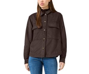 Hemdbluse QS, Damen, Gr. 44, braun, Cord, Obermaterial: 89% Polyester, 11% Polyamid, unifarben, hüftlang, 1-Knopf-Manschette, Blusen Hemdbluse, aus Cord, Overshirt mit Pattentaschen (52011624-44) brau