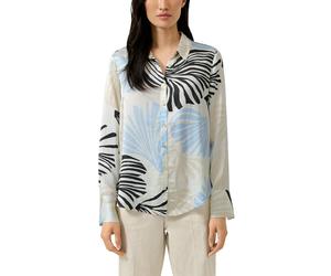 Hemdbluse S.OLIVER BLACK LABEL, Damen, Gr. 38, ecru, Web, Obermaterial: 100% Viskose, bedruckt, regular fit normal, ohne Ausschnitt, Manschette, Blusen Hemdbluse, mit All-Over Print (33743134-38) ecru
