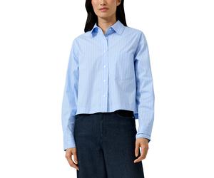 Hemdbluse S.OLIVER BLACK LABEL, Damen, Gr. 46, blau, Web, Obermaterial: 69% Baumwolle, 26% Polyamid, 5% Elasthan, unifarben, regular fit normal, Manschette, Blusen Hemdbluse, mit Brusttasche (27332613