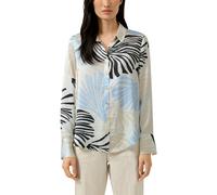 s.Oliver BLACK LABEL Hemdbluse Regular Fit 100% Viskose All-Over-Print mit Manschetten Ecru Gr. 46