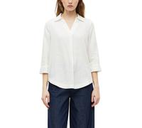 Hemdbluse S.OLIVER, Damen, Gr. 34, weiß, Web, Obermaterial: 52% Leinen, 48% Viskose, unifarben, regular fit normal, V-Ausschnitt, Manschette, Blusen Hemdbluse, mit 3/4-Ärmeln (44744814-34) weiß