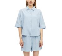 Hemdbluse S.OLIVER, Damen, Gr. 36, coastal blau stripe, Web, Obermaterial: 100% Baumwolle, gestreift, lässig geschnitten hüftbedeckend, Rundhals, abgesteppte Kante, Blusen Hemdbluse, Gestreifte Sommer