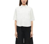Hemdbluse S.OLIVER, Damen, Gr. 36, weiß, Web, Obermaterial: 60% Baumwolle, 40% Lyocell, unifarben, lässig geschnitten hüftbedeckend, Rundhals, abgesteppte Kante, Blusen Hemdbluse, 3/4 Arm -Sommerbluse