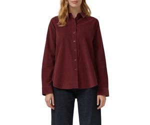 Hemdbluse S.OLIVER, Damen, Gr. 38, rot (dunkelrot), Cord, Obermaterial: 100% Baumwolle, unifarben, normal, 2-Knopf-Manschette, Blusen Hemdbluse, aus Feincord, Relaxed Fit (62021627-38) dunkelrot