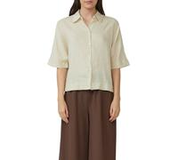 Hemdbluse S.OLIVER, Damen, Gr. 40, beige (light sand), Web, Obermaterial: 100% Leinen, unifarben, relaxed fit hüftlang, Rundhals, Blusen Hemdbluse, mit Knopfleiste und Hemdblusenkragen (23606044-40)