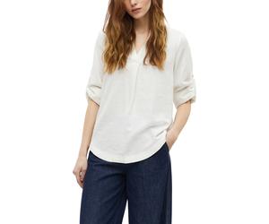 Hemdbluse S.OLIVER, Damen, Gr. 40, weiß, Web, Obermaterial: 52% Leinen, 48% Viskose, unifarben, regular fit normal, V-Ausschnitt, Manschette, Blusen Hemdbluse, mit 3/4-Ärmeln (44744814-40) weiß