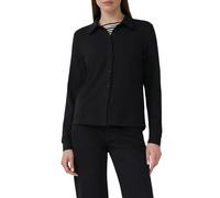 Hemdbluse S.OLIVER, Damen, Gr. 42, schwarz, Jersey, Obermaterial: 95% Baumwolle, 5% Elasthan, unifarben, regular fit taillenbedeckt, ohne Ausschnitt, Manschette, Blusen Hemdbluse, mit Manschetten (663