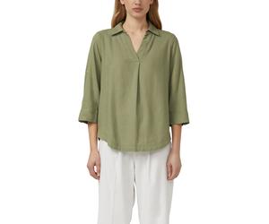 Hemdbluse S.OLIVER, Damen, Gr. 46, grün (summer khaki), Web, Obermaterial: 52% Leinen, 48% Viskose, unifarben, regular fit normal, V-Ausschnitt, Manschette, Blusen Hemdbluse, mit 3/4-Ärmeln (64417869-