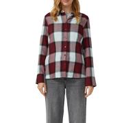 Hemdbluse S.OLIVER, Damen, Gr. 46, schwarz merlot check, Flanell, Obermaterial: 55% Baumwolle, 45% Viskose, kariert, regular fit normal, Manschette, Blusen Hemdbluse, mit Karo Muster (54175841-46) sch