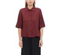 Hemdbluse S.OLIVER, Damen, Gr. 46, schwarz pomegranat, Web, Obermaterial: 52% Leinen, 48% Viskose, unifarben, normal hüftlang, Rundhals, abgerundeter Saum, Blusen Hemdbluse, kurz, mit Knopfleiste (612
