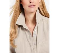 Longbluse HEINE, Damen, Gr. 46, beige (sand), 55% Baumwolle, 45% Leinen, unifarben, Blusen Longbluse (67393738-46) sand