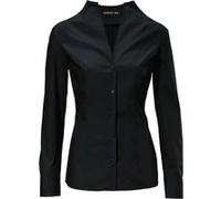 Langarmbluse HEINE, Damen, Gr. 42, schwarz, 97% Baumwolle, 3% Elasthan, unifarben, V-Ausschnitt, Blusen (63323513-42) schwarz