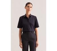 Hemdbluse SEIDENSTICKER, Damen, Gr. 4XL (48), schwarz, 100% Baumwolle, unifarben, regular fit, ohne Ausschnitt, ohne Bündchen, Blusen Hemdbluse, 1/2 Kragen Uni (82549050-48) schwarz