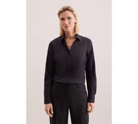 Hemdbluse SEIDENSTICKER, Damen, Gr. 4XL (48), schwarz, 100% Baumwolle, unifarben, slim fit, ohne Ausschnitt, Blusen Hemdbluse, 1/1 Kragen Uni (31690544-48) schwarz