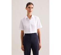 Seidensticker Damenbluse City-Hemdbluse Regular Fit Kurzarm Uni 100% Baumwolle Weiß Gr. 52