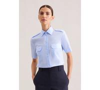 Hemdbluse SEIDENSTICKER, Damen, Gr. L40, blau (hellblau), 100% Baumwolle, unifarben, slim fit, ohne Ausschnitt, Blusen Hemdbluse, 1/2 Uni (15669844-40) hellblau