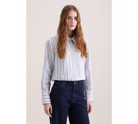 Hemdbluse SEIDENSTICKER, Damen, Gr. M (38), blau, 59% Leinen, 24% Viskose, 17% Polyamid, gestreift, regular fit, ohne Ausschnitt, Blusen Hemdbluse, 1/1 Kragen Gestreift (97480652-38) blau