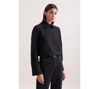 Hemdbluse SEIDENSTICKER, Damen, Gr. M (38), schwarz, 60% Baumwolle, 40% Ramie, unifarben, regular fit, ohne Ausschnitt, Blusen Hemdbluse, 1/1 Kragen Stickerei (73797227-38) schwarz