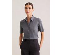 Hemdbluse SEIDENSTICKER, Damen, Gr. M38, grau, 100% Baumwolle, unifarben, regular fit, ohne Ausschnitt, ohne Bündchen, Blusen Hemdbluse, 1/2 Kragen Uni (58503155-38) grau
