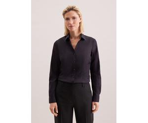 Hemdbluse SEIDENSTICKER, Damen, Gr. M38, schwarz, 100% Baumwolle, unifarben, slim fit, ohne Ausschnitt, Blusen Hemdbluse, 1/1 Kragen Uni (31690544-38) schwarz