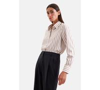 Hemdbluse SEIDENSTICKER, Damen, Gr. XL (42), beige, 93% Polyester, 7% Elasthan, gestreift, regular fit, ohne Ausschnitt, Blusen Hemdbluse, 1/1 Kragen Gestreift (16266208-42) beige
