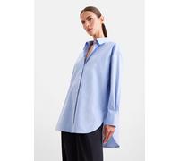 Hemdbluse SEIDENSTICKER, Damen, Gr. XL (42), blau (hellblau), 100% Baumwolle, unifarben, oversize, ohne Ausschnitt, Blusen Hemdbluse, 1/1 Kragen Uni (14833016-42) hellblau