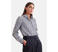 Hemdbluse SEIDENSTICKER, Damen, Gr. XL (42), schwarz-weiß (blau), 93% Polyester, 7% Elasthan, gestreift, regular fit, ohne Ausschnitt, Blusen Hemdbluse, 1/1 Kragen Gestreift (97363367-42) blau