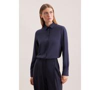 Hemdbluse SEIDENSTICKER, Damen, Gr. XXL (44), blau (dunkelblau), 100% Viskose, unifarben, regular fit, ohne Ausschnitt, Blusen Hemdbluse, 1/1 Kragen Uni (54596262-44) dunkelblau
