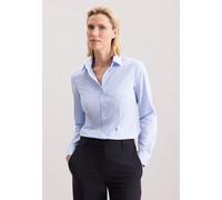 Hemdbluse SEIDENSTICKER, Damen, Gr. XXL (44), blau (hellblau kariert), 100% Baumwolle, gestreift, slim fit, ohne Ausschnitt, Blusen Hemdbluse, 1/1 Kragen (76365618-44) hellblau kariert