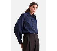 Hemdbluse SEIDENSTICKER, Damen, Gr. XXL (44), dunkelblau, 100% Baumwolle, regular fit, ohne Ausschnitt, Blusen Hemdbluse, 1/1 Kragen Denim (69318239-44) dunkelblau