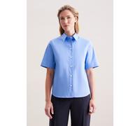 Hemdbluse SEIDENSTICKER "Schwarze Rose", Damen, Gr. 3XL (46), blau, 100% Baumwolle, unifarben, regular fit, ohne Ausschnitt, Blusen Hemdbluse, 1/2 Kragen Uni (74499169-46) blau