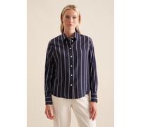 Hemdbluse SEIDENSTICKER "Schwarze Rose", Damen, Gr. 3XL (46), blau (dunkelblau), 100% Viskose, gemustert, regular fit, ohne Ausschnitt, Blusen Hemdbluse, 1/1 Kragen Kettenprint (66654713-46) dunkelbla